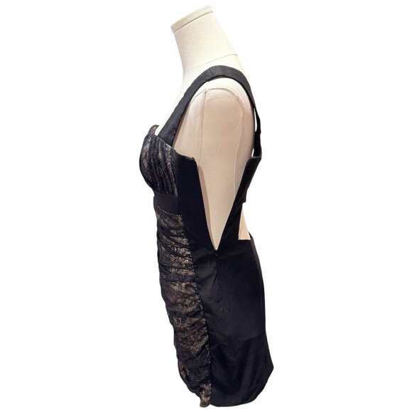 Y2K Jessica McClintock Babydoll Black Lace Illusion Mini Womens Dress Size 6 - Picture 7 of 13